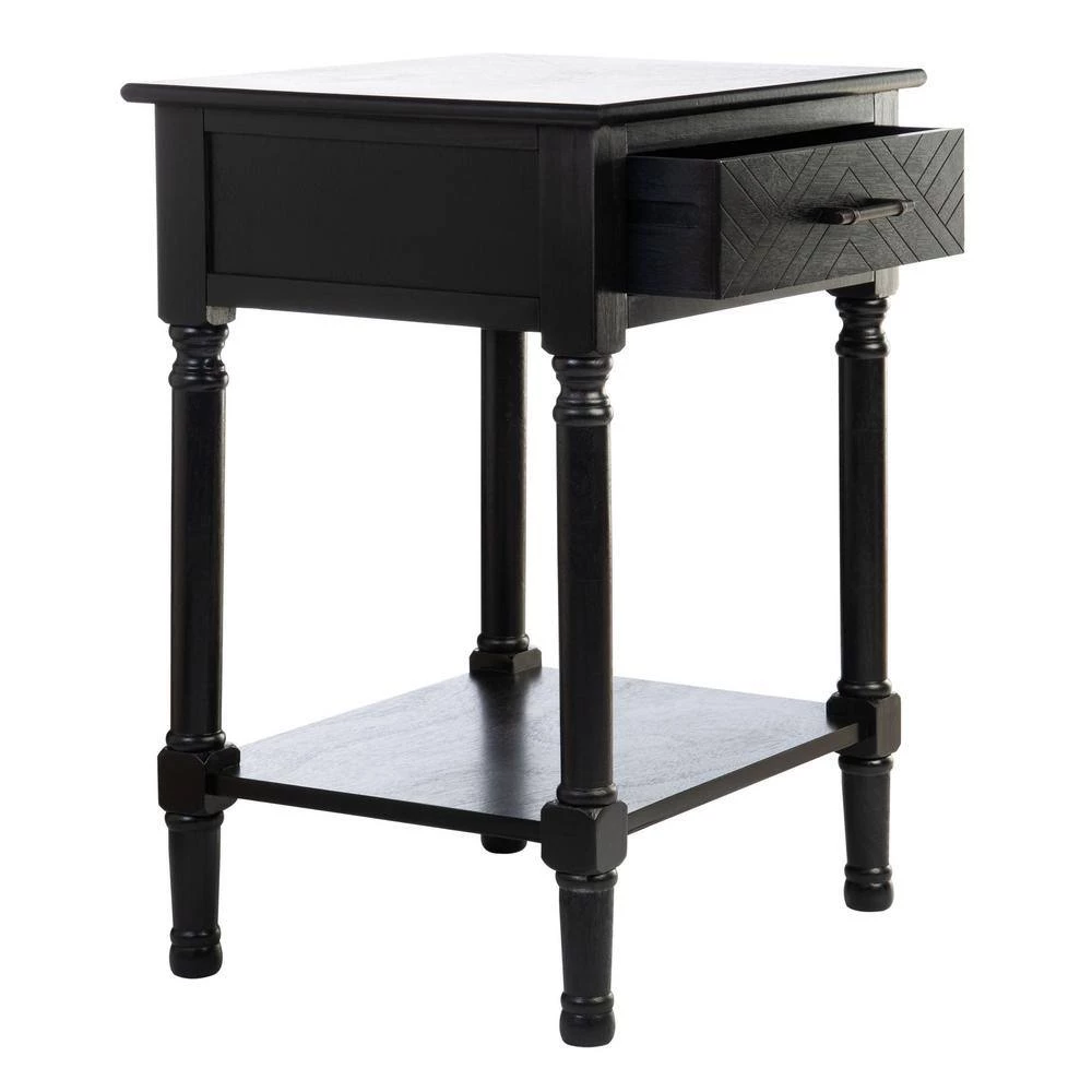 Peyton 19 in. Black Rectangle Wood Storage End Table by SAFAVIEH 10 Peyton 19 in. Black Rectangle Wood Storage End Table by SAFAVIEH - Image 8