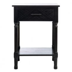 Peyton 19 in. Black Rectangle Wood Storage End Table by SAFAVIEH