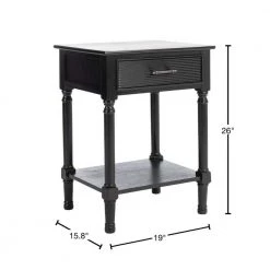 Ryder 19 in. Black Rectangle Wood Storage End Table by SAFAVIEH -Safavieh Sales Store black safavieh end side tables acc5713b 40 1000