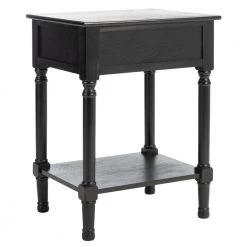 Ryder 19 in. Black Rectangle Wood Storage End Table by SAFAVIEH -Safavieh Sales Store black safavieh end side tables acc5713b 44 1000