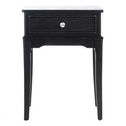 Opal 17 in. Black Rectangle Wood Storage End Table by SAFAVIEH