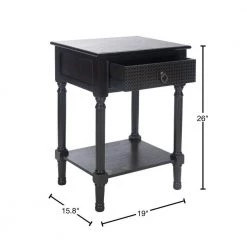 Haines 19 in. Black Rectangle Wood Storage End Table by SAFAVIEH -Safavieh Sales Store black safavieh end side tables acc5720a 40 1000