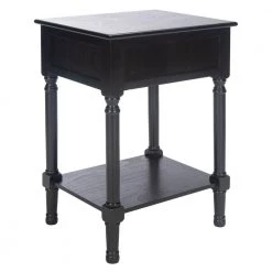 Haines 19 in. Black Rectangle Wood Storage End Table by SAFAVIEH -Safavieh Sales Store black safavieh end side tables acc5720a 44 1000