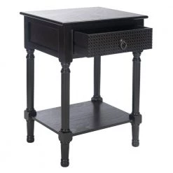 Haines 19 in. Black Rectangle Wood Storage End Table by SAFAVIEH -Safavieh Sales Store black safavieh end side tables acc5720a 4f 1000