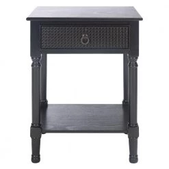 Haines 19 in. Black Rectangle Wood Storage End Table by SAFAVIEH