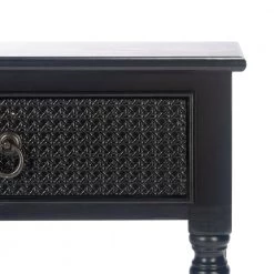 Haines 19 in. Black Rectangle Wood Storage End Table by SAFAVIEH -Safavieh Sales Store black safavieh end side tables acc5720a fa 1000