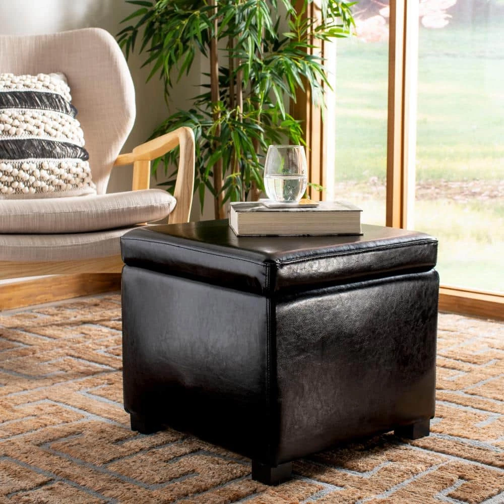 Jonathan Black Storage Ottoman by SAFAVIEH 4 Jonathan Black Storage Ottoman by SAFAVIEH - Image 2