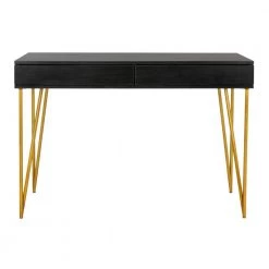 Pine 44 in. 2-Drawer Black Desk by SAFAVIEH