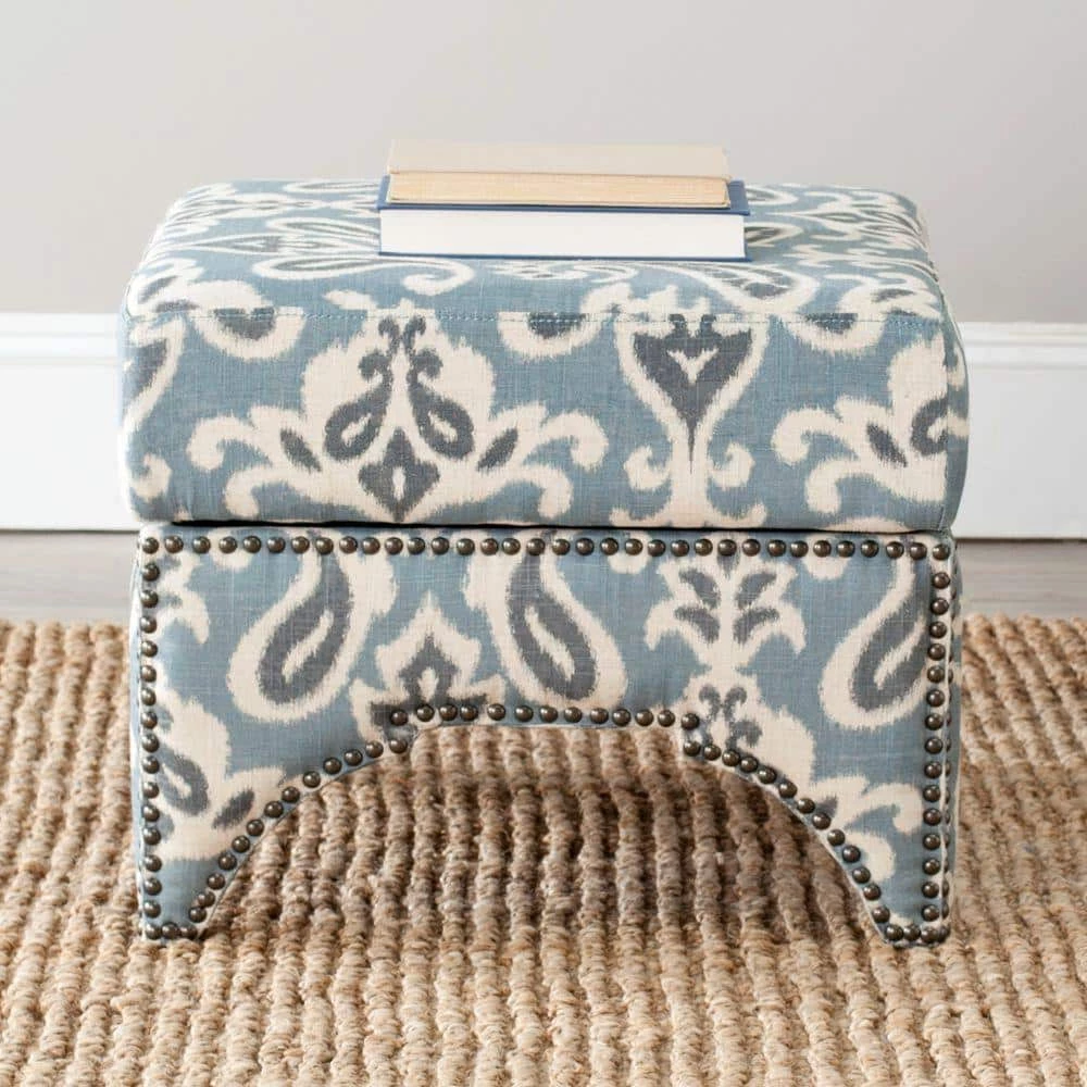 Declan Blue/Gray/Off-White Storage Ottoman by SAFAVIEH 4 Declan Blue/Gray/Off-White Storage Ottoman by SAFAVIEH - Image 2