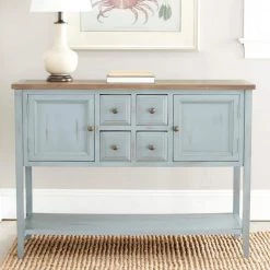 Charlotte Blue/Brown Buffet Storage Console Table by SAFAVIEH -Safavieh Sales Store blue oak safavieh sideboards buffet tables amh6517b 1f 1000