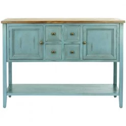 Charlotte Blue/Brown Buffet Storage Console Table by SAFAVIEH