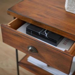 Eris 20 in. Brown/Black/Gold Rectangle Wood Storage End Table by SAFAVIEH -Safavieh Sales Store brown black gold safavieh end side tables acc6604a 31 1000