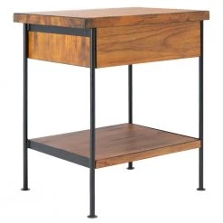 Eris 20 in. Brown/Black/Gold Rectangle Wood Storage End Table by SAFAVIEH -Safavieh Sales Store brown black gold safavieh end side tables acc6604a 44 1000