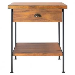 Eris 20 in. Brown/Black/Gold Rectangle Wood Storage End Table by SAFAVIEH