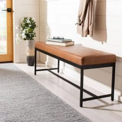 Chase Brown/Black Upholstered Entryway Bench by SAFAVIEH -Safavieh Sales Store brown black safavieh bedroom benches bch6204a 31 1000
