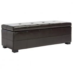 Kerrie Brown Upholstered Storage Entryway Bench by SAFAVIEH -Safavieh Sales Store brown black safavieh bedroom benches hud8229a 4f 1000