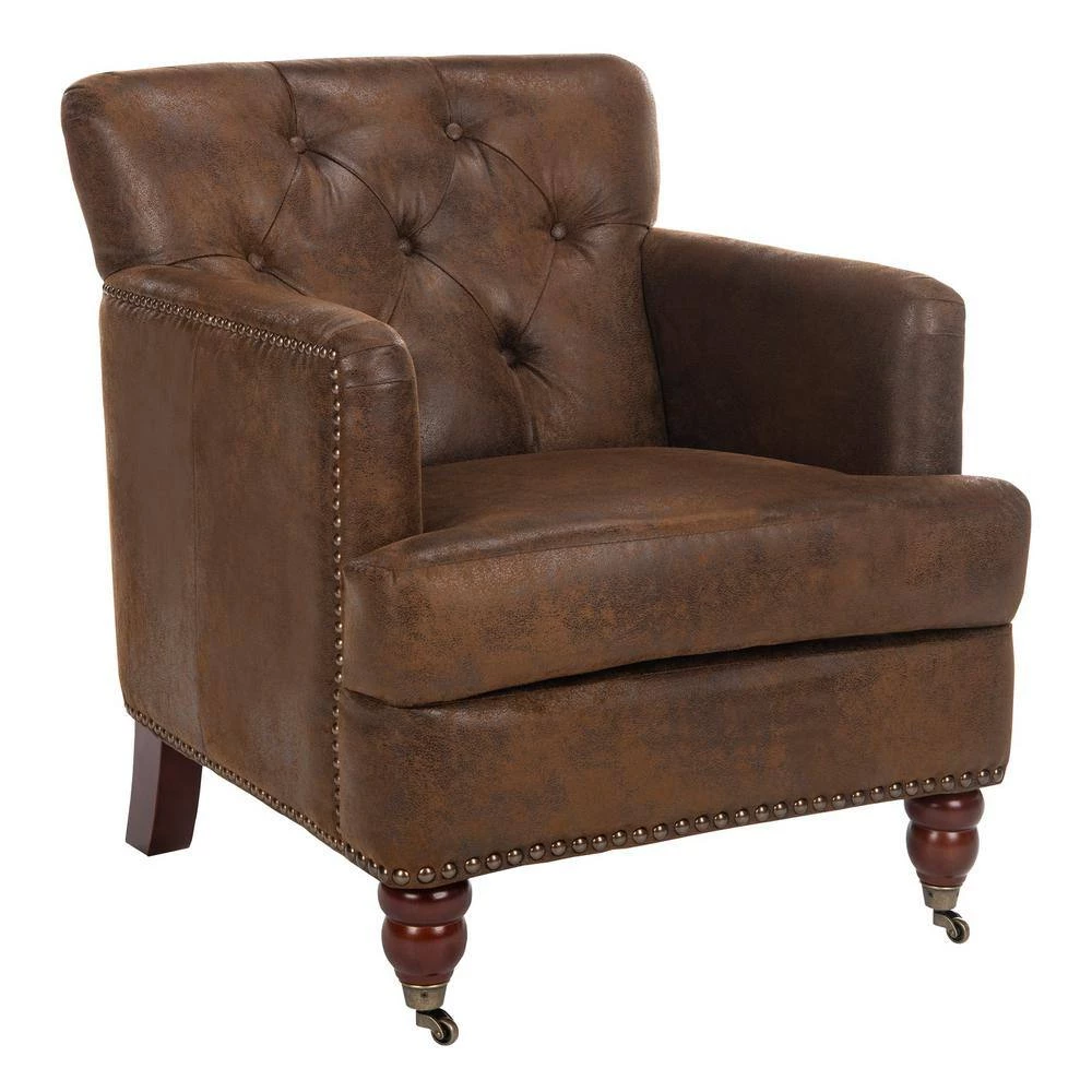 Colin Rustic Brown Leather Arm Chair by SAFAVIEH 11 Colin Rustic Brown Leather Arm Chair by SAFAVIEH - Image 9