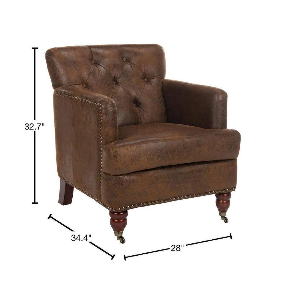 Colin Rustic Brown Leather Arm Chair by SAFAVIEH 5 Colin Rustic Brown Leather Arm Chair by SAFAVIEH - Image 3