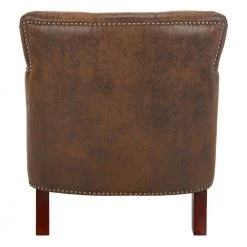 Colin Rustic Brown Leather Arm Chair by SAFAVIEH 17 Colin Rustic Brown Leather Arm Chair by SAFAVIEH -Safavieh Sales Store brown cherry mahogany safavieh accent chairs hud8212b 44 1000