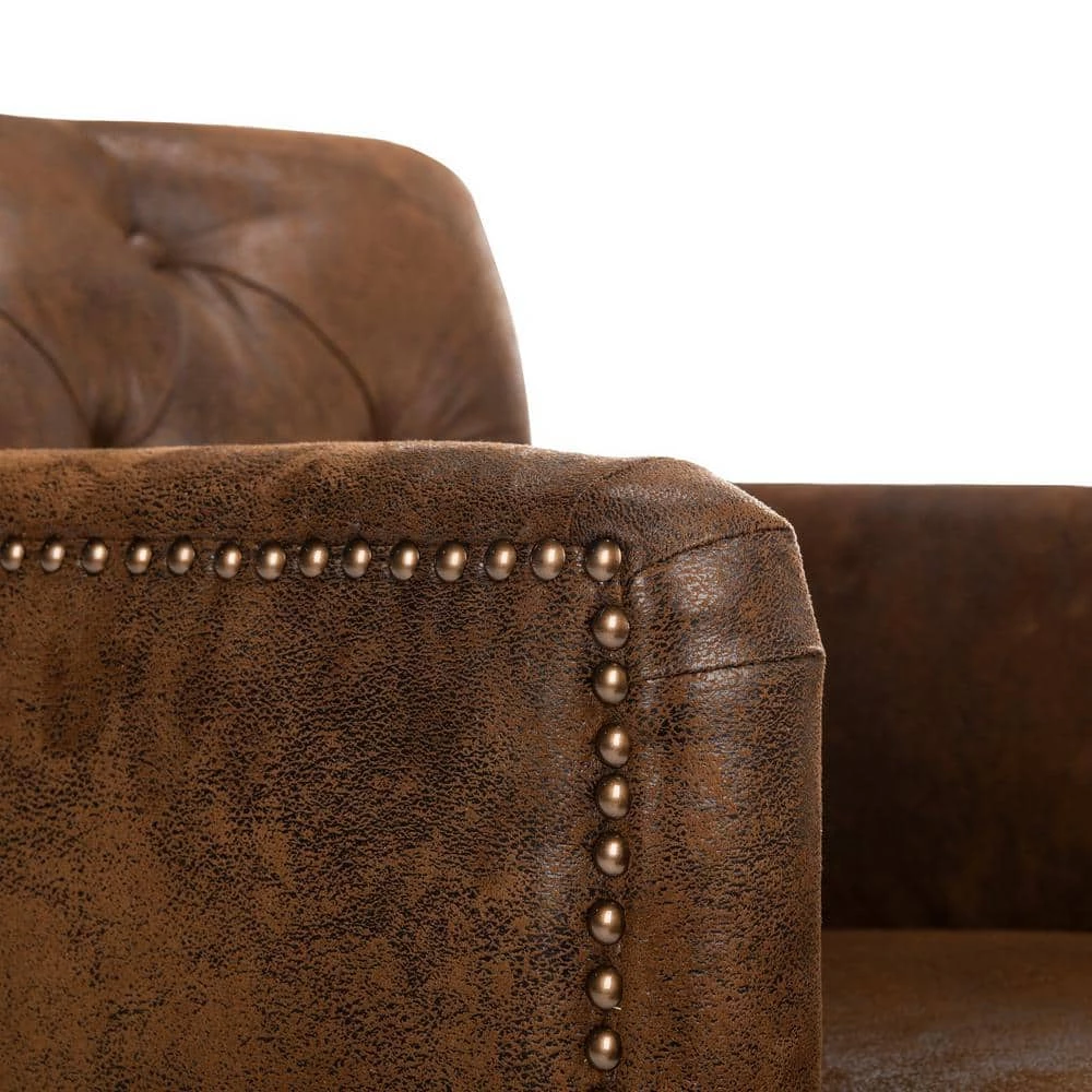 Colin Rustic Brown Leather Arm Chair by SAFAVIEH 7 Colin Rustic Brown Leather Arm Chair by SAFAVIEH - Image 5