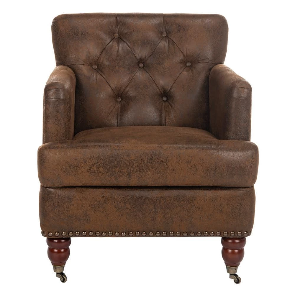 Colin Rustic Brown Leather Arm Chair by SAFAVIEH 3 Colin Rustic Brown Leather Arm Chair by SAFAVIEH