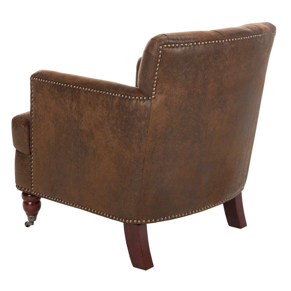 Colin Rustic Brown Leather Arm Chair by SAFAVIEH 6 Colin Rustic Brown Leather Arm Chair by SAFAVIEH - Image 4