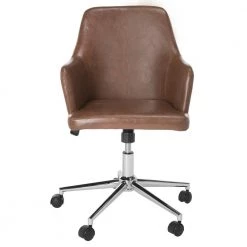 Cadence Brown/Chrome Swivel Office Chair by SAFAVIEH