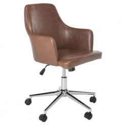Cadence Brown/Chrome Swivel Office Chair by SAFAVIEH -Safavieh Sales Store brown chrome safavieh task chairs och7500a c3 1000