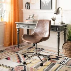 Fletcher Brown/Chrome Swivel Office Chair by SAFAVIEH -Safavieh Sales Store brown chrome safavieh task chairs och7501a 31 1000