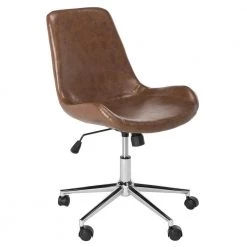 Fletcher Brown/Chrome Swivel Office Chair by SAFAVIEH -Safavieh Sales Store brown chrome safavieh task chairs och7501a c3 1000