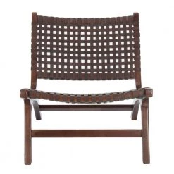 Luna Dark Brown Leather Accent Chair by SAFAVIEH