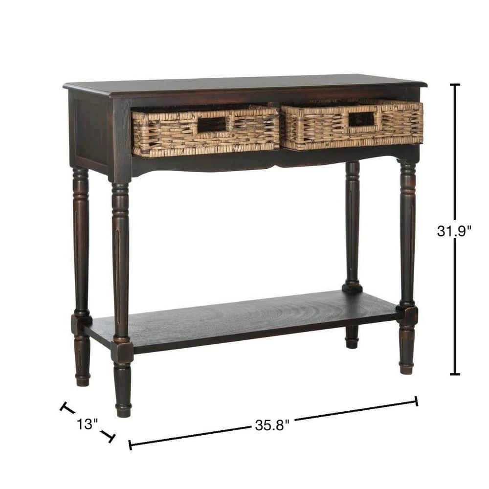 Corbin 36 in. 2-Drawer Brown Wood Console Table by SAFAVIEH 4 Corbin 36 in. 2-Drawer Brown Wood Console Table by SAFAVIEH - Image 2