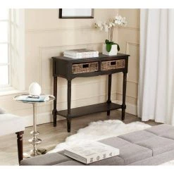 Corbin 36 in. 2-Drawer Brown Wood Console Table by SAFAVIEH