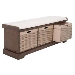 Landers 47 in. 3-Drawer Brown/Off-White Entryway Bench by SAFAVIEH 22 Landers 47 in. 3-Drawer Brown/Off-White Entryway Bench by SAFAVIEH -Safavieh Sales Store brown safavieh dining benches bch5703c 4f 1000