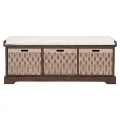 Landers 47 in. 3-Drawer Brown/Off-White Entryway Bench by SAFAVIEH