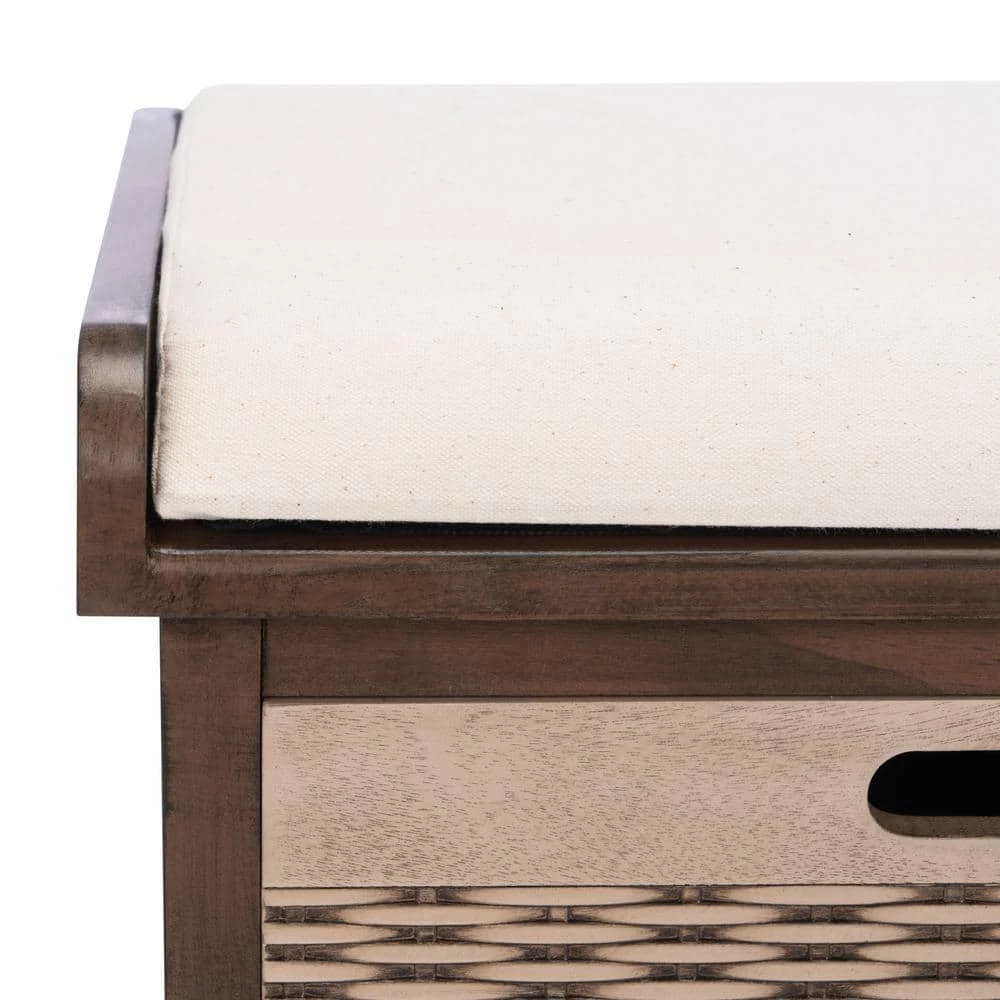 Landers 47 in. 3-Drawer Brown/Off-White Entryway Bench by SAFAVIEH 7 Landers 47 in. 3-Drawer Brown/Off-White Entryway Bench by SAFAVIEH - Image 5