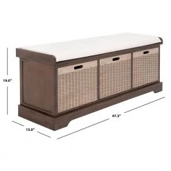 Landers 47 in. 3-Drawer Brown/Off-White Entryway Bench by SAFAVIEH 20 Landers 47 in. 3-Drawer Brown/Off-White Entryway Bench by SAFAVIEH -Safavieh Sales Store brown safavieh dining benches bch5703c 77 1000