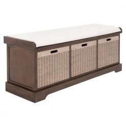 Landers 47 in. 3-Drawer Brown/Off-White Entryway Bench by SAFAVIEH 21 Landers 47 in. 3-Drawer Brown/Off-White Entryway Bench by SAFAVIEH -Safavieh Sales Store brown safavieh dining benches bch5703c c3 1000