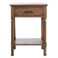 Peyton 19 in. Brown Rectangle Wood Storage End Table by SAFAVIEH