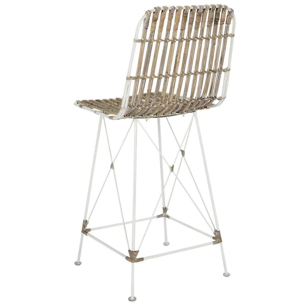 Minerva 23.6 in. Beige/White Wicker Counter Stool (Set of 2) by SAFAVIEH 9 Minerva 23.6 in. Beige/White Wicker Counter Stool (Set of 2) by SAFAVIEH - Image 7