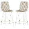 Minerva 23.6 in. Beige/White Wicker Counter Stool (Set of 2) by SAFAVIEH 1 Minerva 23.6 in. Beige/White Wicker Counter Stool (Set of 2) by SAFAVIEH -Safavieh Sales Store brown white safavieh bar stools wik6509c set2 64 1000