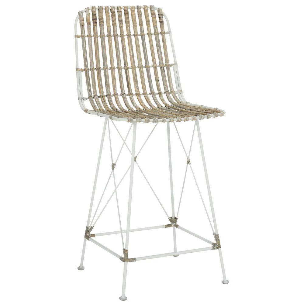 Minerva 23.6 in. Beige/White Wicker Counter Stool (Set of 2) by SAFAVIEH 7 Minerva 23.6 in. Beige/White Wicker Counter Stool (Set of 2) by SAFAVIEH - Image 5