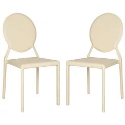 Warner Buttercream Bonded Leather Dining Chair (Set of 2) by SAFAVIEH