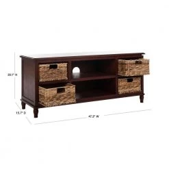 American Home 47 in. Red Wood TV Stand by SAFAVIEH -Safavieh Sales Store cherry safavieh tv stands amh5745c 40 1000