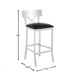 Zoey 30.5 in. Silver/Black Cross Back Bar Stool by SAFAVIEH -Safavieh Sales Store chrome black safavieh bar stools fox2034a 40 1000
