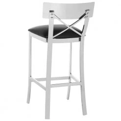 Zoey 30.5 in. Silver/Black Cross Back Bar Stool by SAFAVIEH -Safavieh Sales Store chrome black safavieh bar stools fox2034a 4f 1000