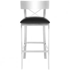 Zoey 30.5 in. Silver/Black Cross Back Bar Stool by SAFAVIEH
