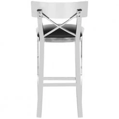 Zoey 30.5 in. Silver/Black Cross Back Bar Stool by SAFAVIEH -Safavieh Sales Store chrome black safavieh bar stools fox2034a 66 1000