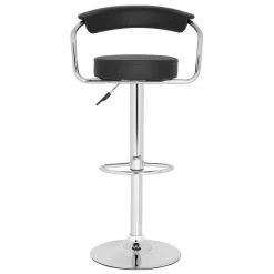 Angus Black/Chrome Adjustable Height Swivel Cushioned Bar Stool by SAFAVIEH
