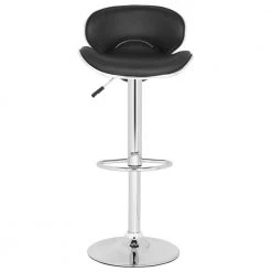 Shambi Black/Chrome Adjustable Height Swivel Cushioned Bar Stool by SAFAVIEH
